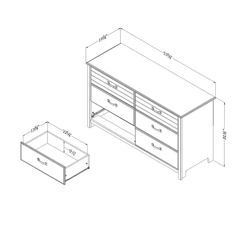 Commode double 6 tiroirs Asten - South Shore